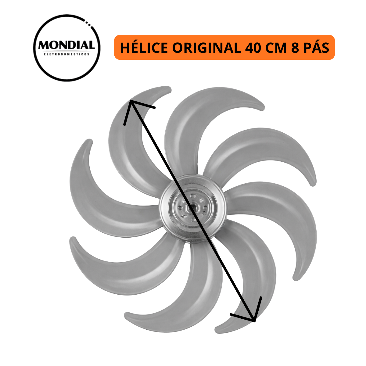 Helice 40CM Mondial - Prata 8 Pas